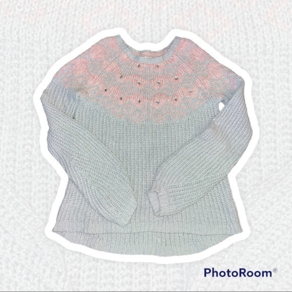 Justice Girls Pink and Gray Sweater